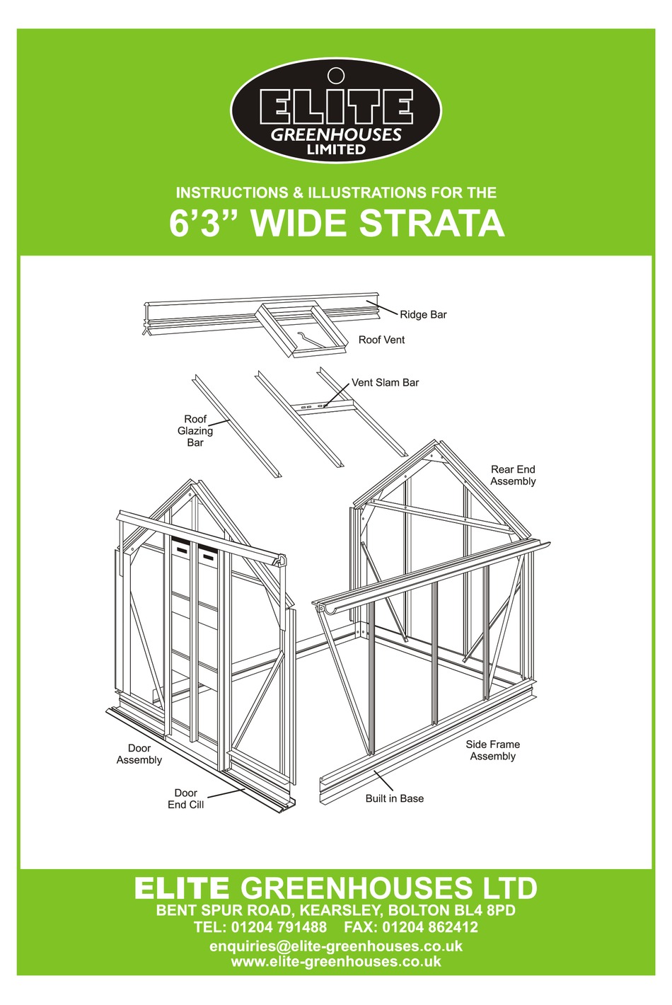 ELITE GREENHOUSES STRATA INSTRUCTIONS & ILLUSTRATIONS Pdf Download