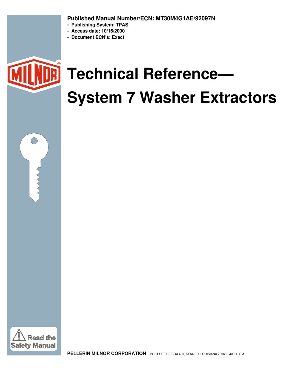 MILNOR SYSTEM 7 MANUAL Pdf Download ManualsLib