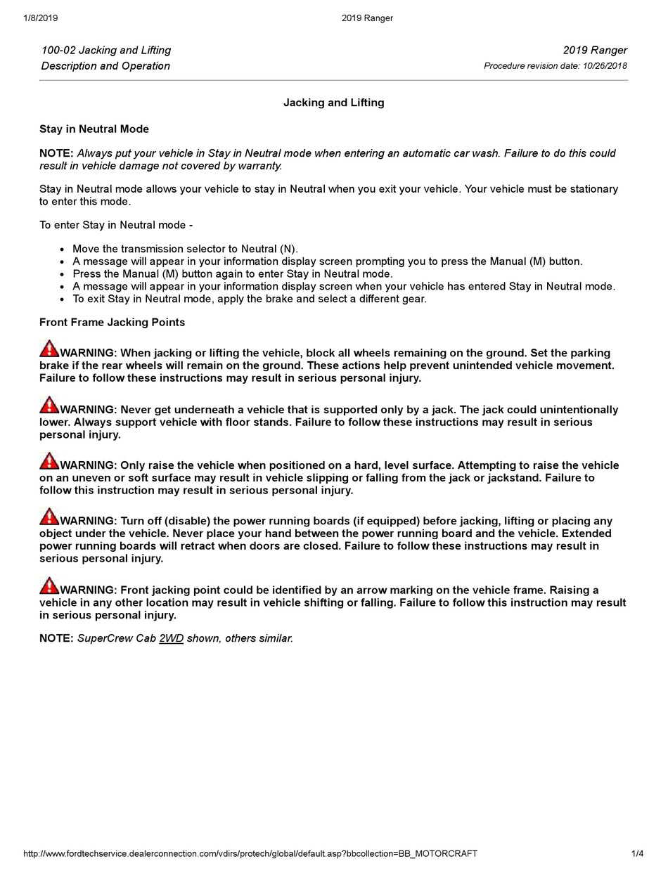 FORD RANGER 2019 DESCRIPTION AND OPERATION Pdf Download | ManualsLib