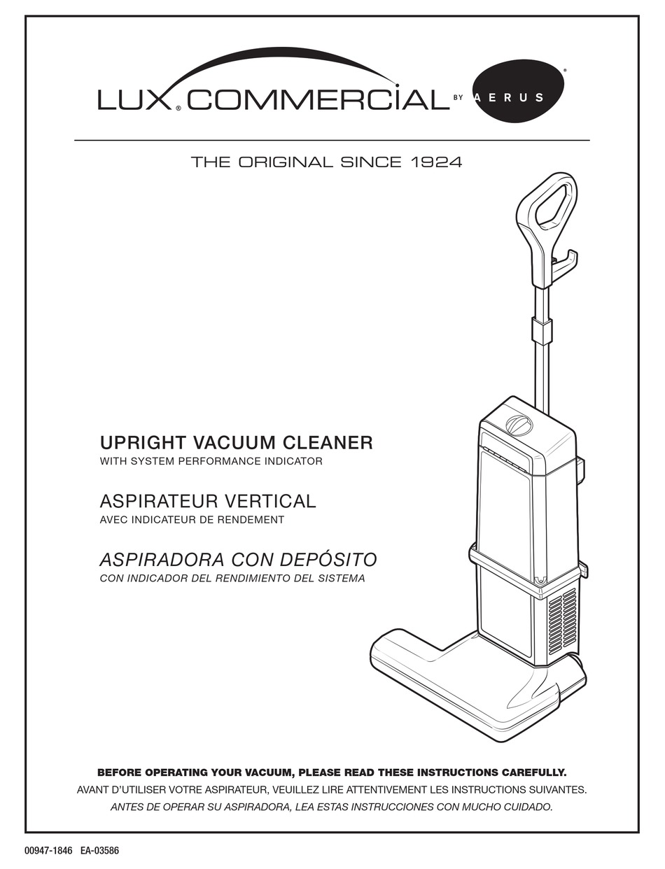 AERUS LUX COMMERCIAL INSTRUCTIONS MANUAL Pdf Download ManualsLib