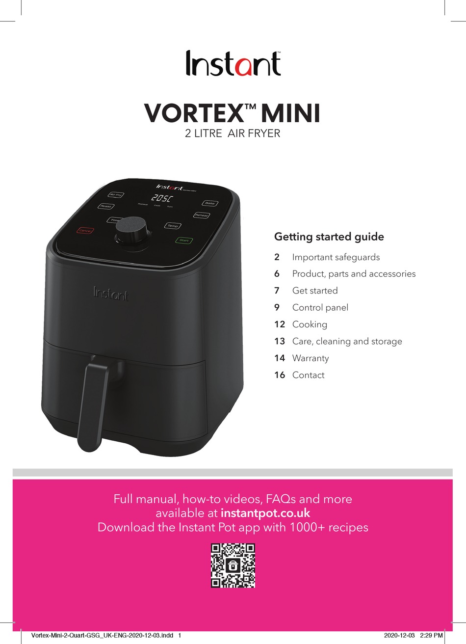 INSTANT VORTEX MINI GETTING STARTED MANUAL Pdf Download ManualsLib