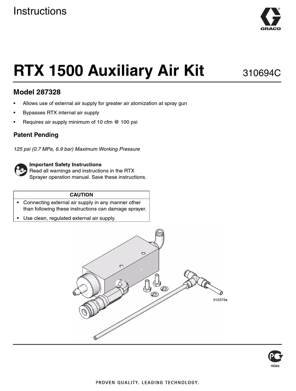 GRACO RTX 1500 AUXILIARY AIR KIT INSTRUCTIONS MANUAL Pdf Download