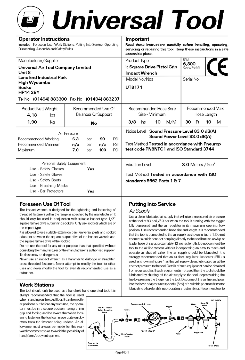 UNIVERSAL TOOL UT8171 OPERATOR INSTRUCTIONS Pdf Download ManualsLib