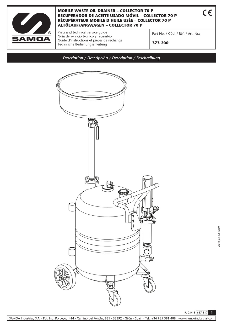 SAMOA COLLECTOR 70 P PARTS AND TECHNICAL SERVICE MANUAL Pdf Download