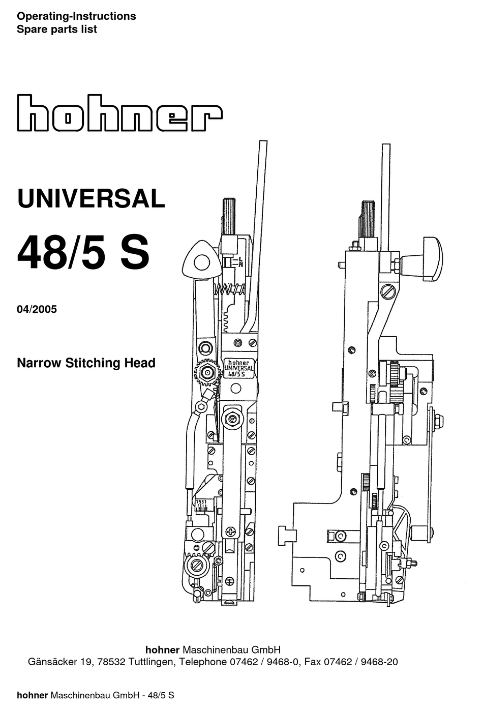 Spare parts list. Проволокошвейные головки Hohner. Головка Hohner 48/5 s. Головка Hohner 48/5. Hohner Maschinenbau характеристики.