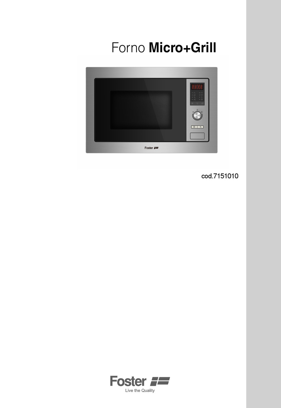 Forno A Microonde; Manuale D'istruzioni - Foster 7151010 Manual [Page 3] |  ManualsLib