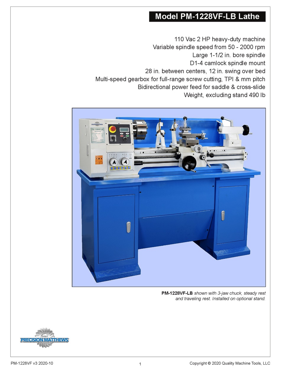 PRECISION MATTHEWS PM1228VFLB MANUAL Pdf Download ManualsLib