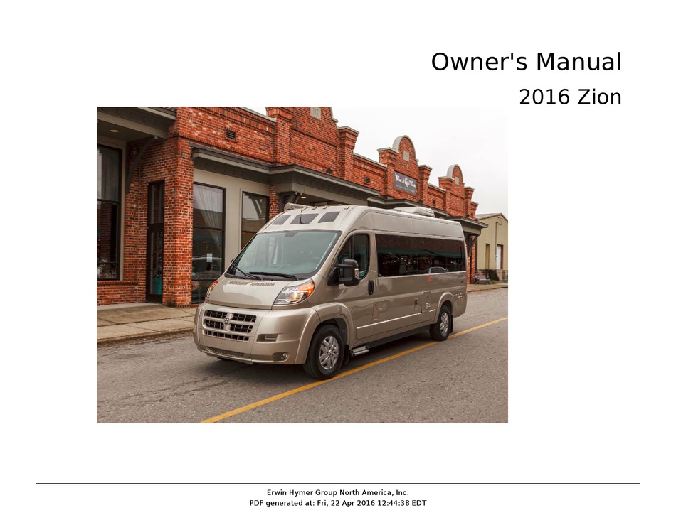 ROADTREK 2016 ZION OWNER'S MANUAL Pdf Download ManualsLib