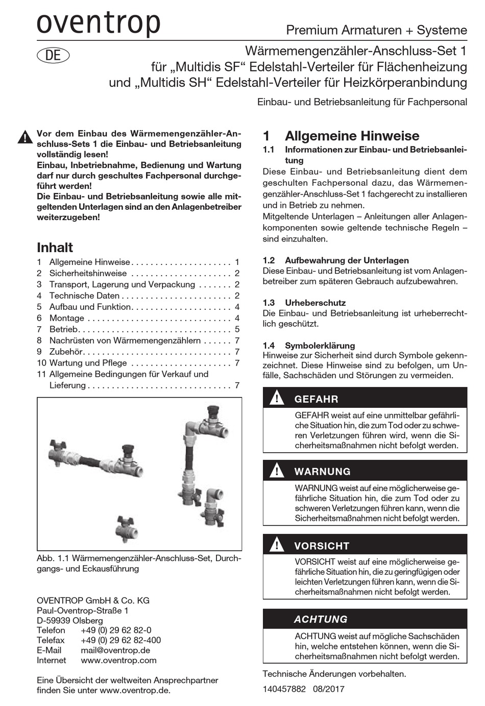 OVENTROP MULTIDIS SF INSTALLATION AND OPERATING INSTRUCTIONS MANUAL Pdf ...