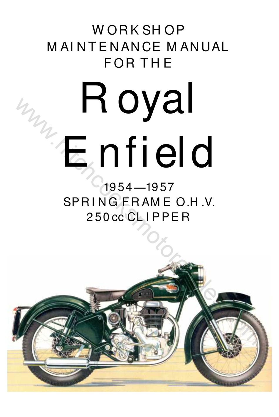 1954 Royal Enfield Motorcycle Manual For Instruction OnThe Mod.250 OHV  Clipper 