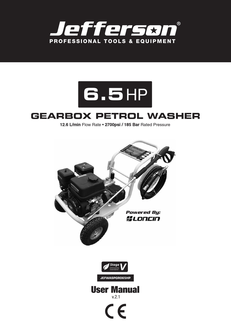 JEFFERSON PROFESSIONAL TOOLS & EQUIPMENT 6.5HP USER MANUAL Pdf Download