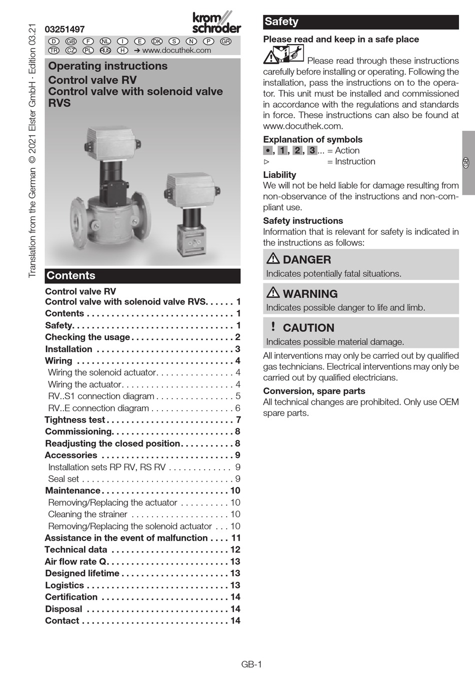 KROM SCHRODER RV OPERATING INSTRUCTIONS MANUAL Pdf Download ManualsLib