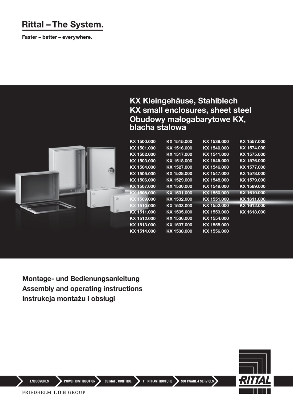 FRIEDHELM LOH RITTAL KX 1500.000 ASSEMBLY AND OPERATING INSTRUCTIONS ...