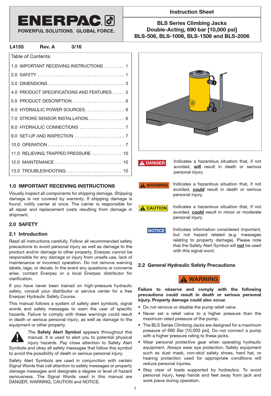 ENERPAC BLS SERIES INSTRUCTION SHEET Pdf Download | ManualsLib