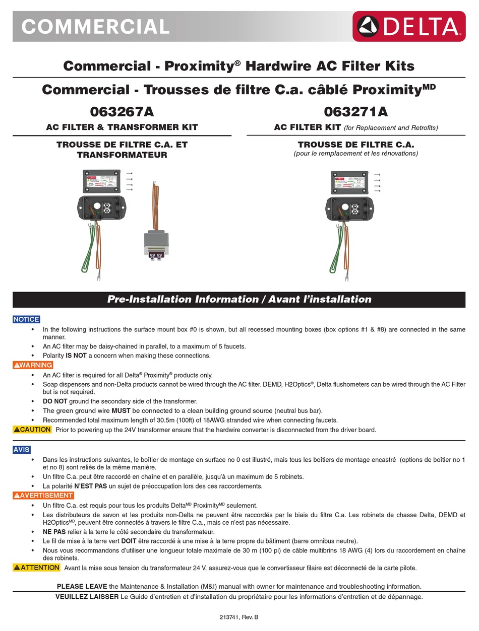 DELTA PROXIMITY 063267A PREINSTALLATION INFORMATION Pdf Download
