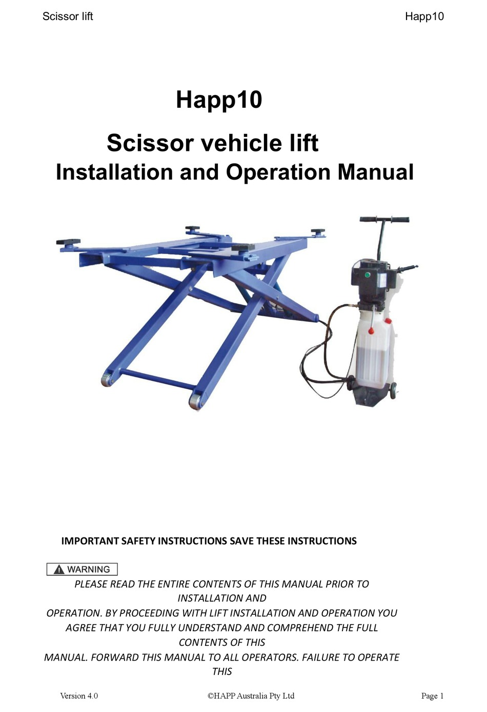 HAPP HAPP10 INSTALLATION AND OPERATION MANUAL Pdf Download ManualsLib