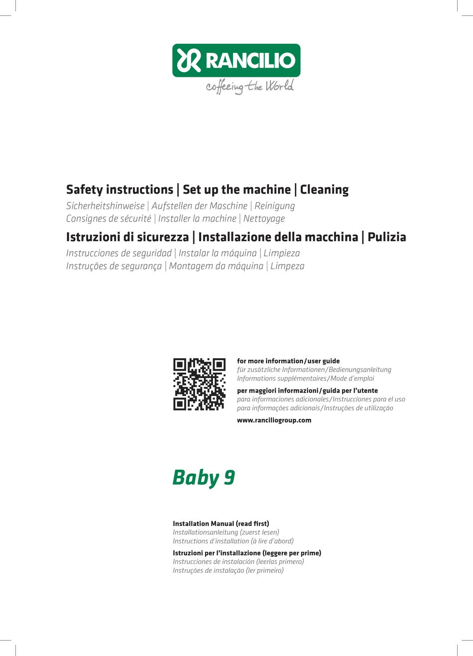 RANCILIO BABY 9 SAFETY INSTRUCTIONS, SETUP & INSTALLATION MANUAL Pdf Download ManualsLib