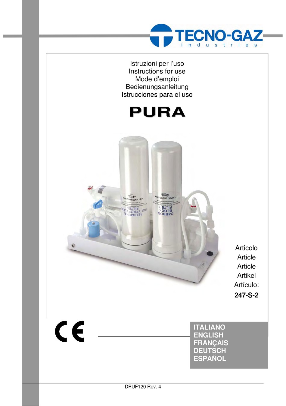 TECNOGAZ PURA INSTRUCTIONS FOR USE MANUAL Pdf Download ManualsLib