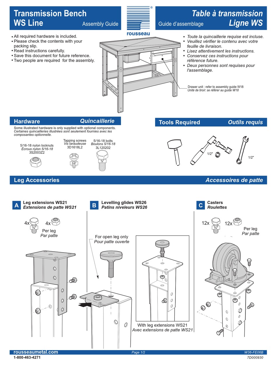 ROUSSEAU WS LINE ASSEMBLY MANUAL Pdf Download ManualsLib