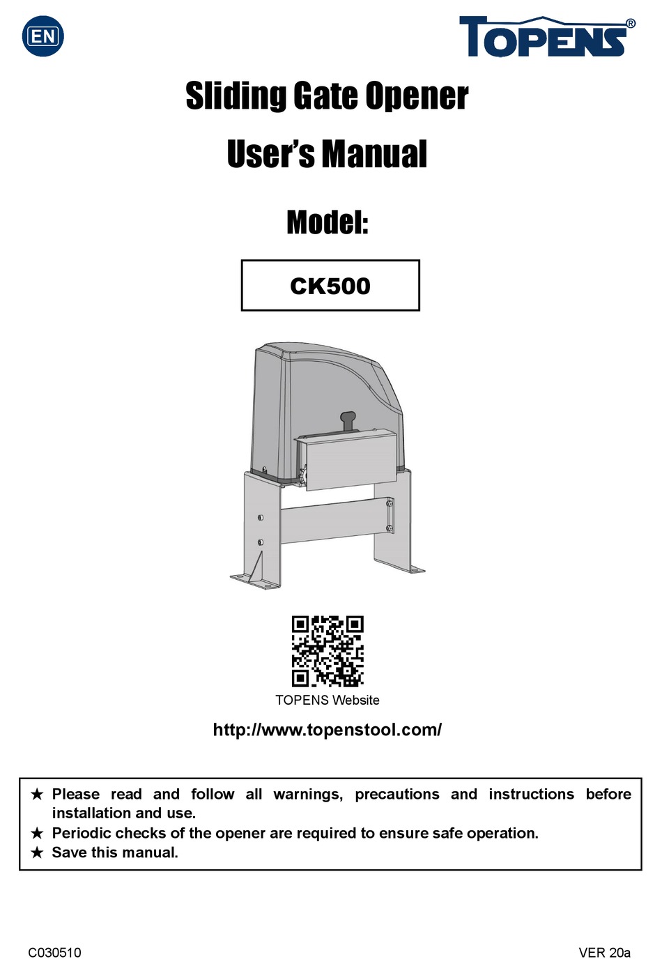 Topens Ck500 User Manual Pdf Download Manualslib