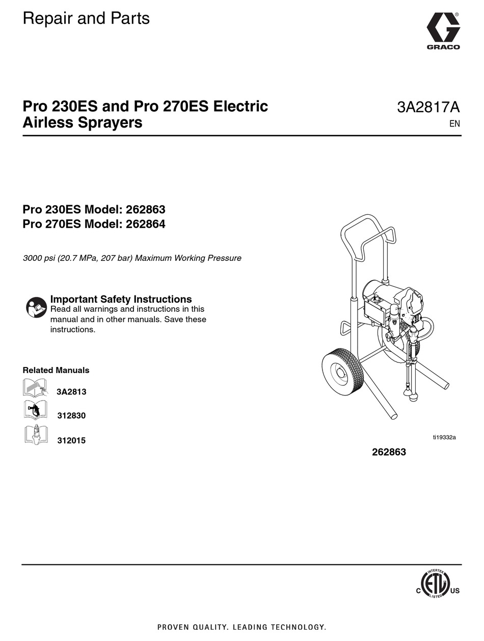 GRACO PRO 230ES REPAIR AND PARTS MANUAL Pdf Download ManualsLib