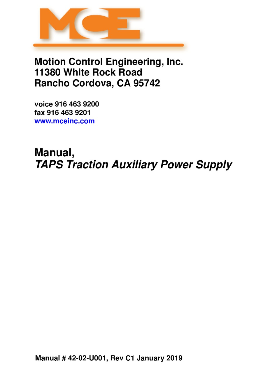 MOTION CONTROL ENGINEERING TAPS MANUAL Pdf Download ManualsLib