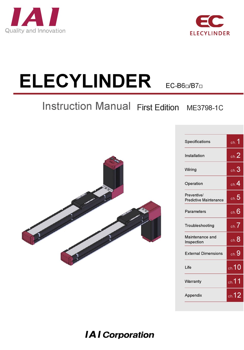 IAI EYECYLINDER EC-B6 SERIES INSTRUCTION MANUAL Pdf Download | ManualsLib