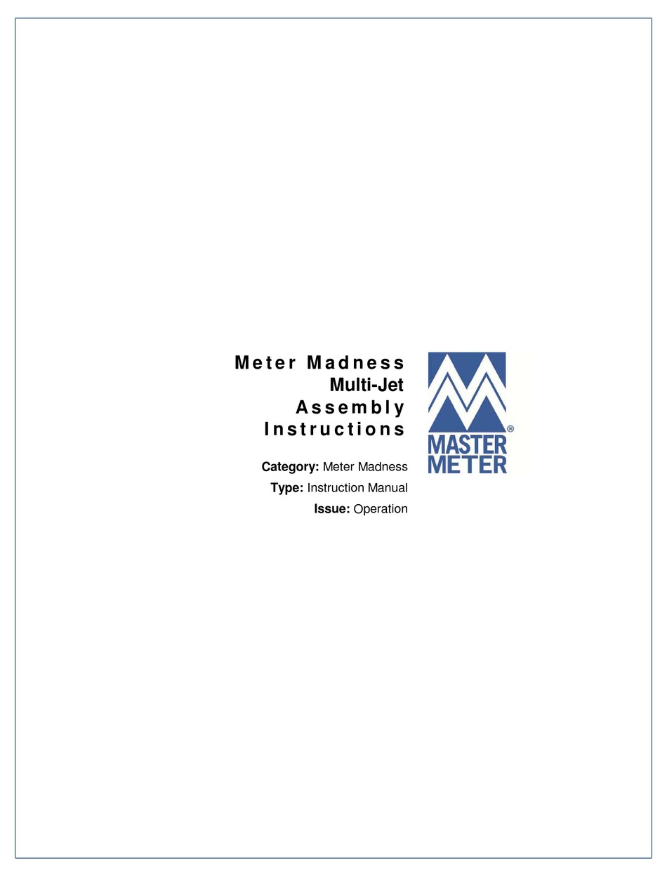 MASTER METER MULTIJET INSTRUCTION MANUAL Pdf Download ManualsLib