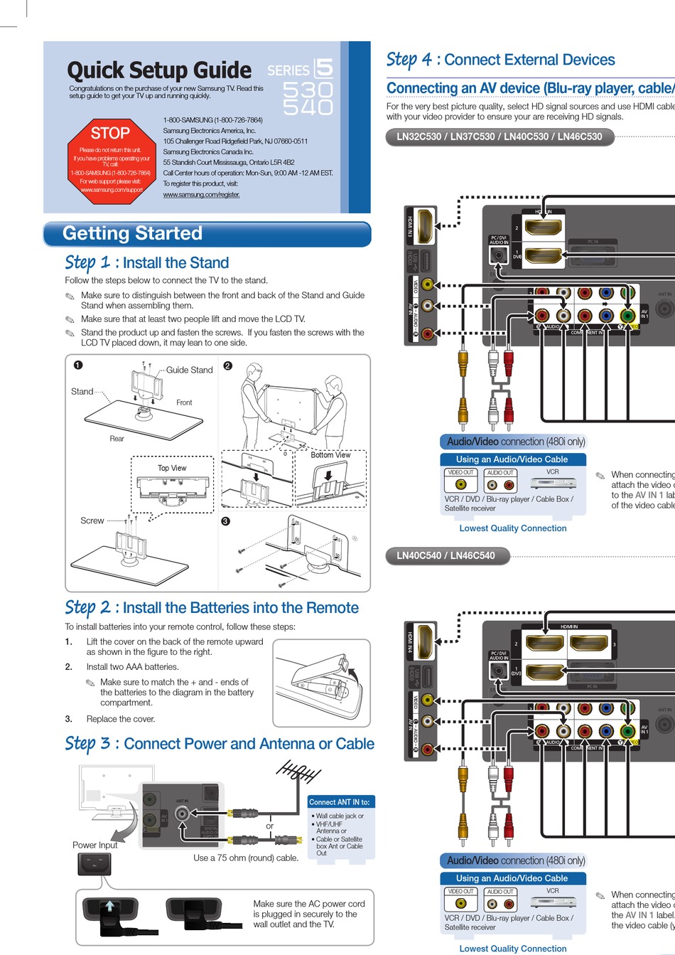 SAMSUNG 5 SERIES QUICK SETUP MANUAL Pdf Download | ManualsLib