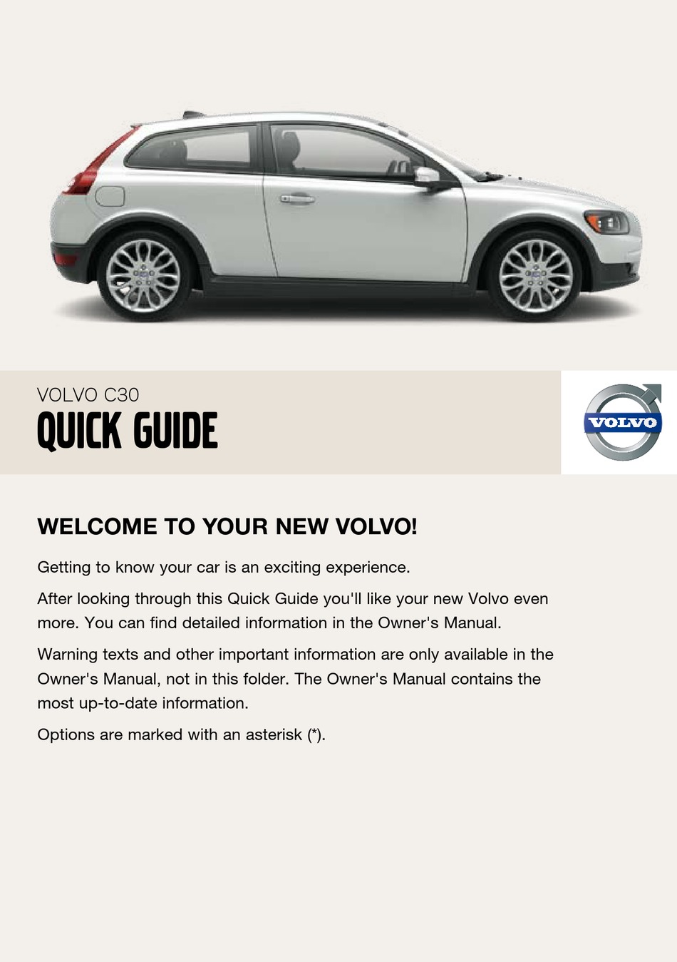 VOLVO C30 2007 QUICK MANUAL Pdf Download ManualsLib