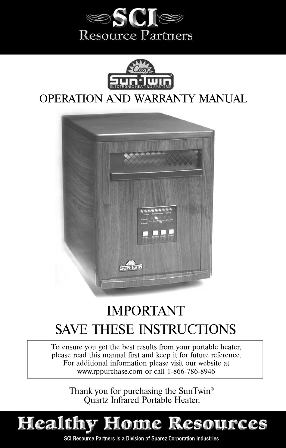 COZY SUNTWIN OPERATION AND WARRANTY MANUAL Pdf Download | ManualsLib