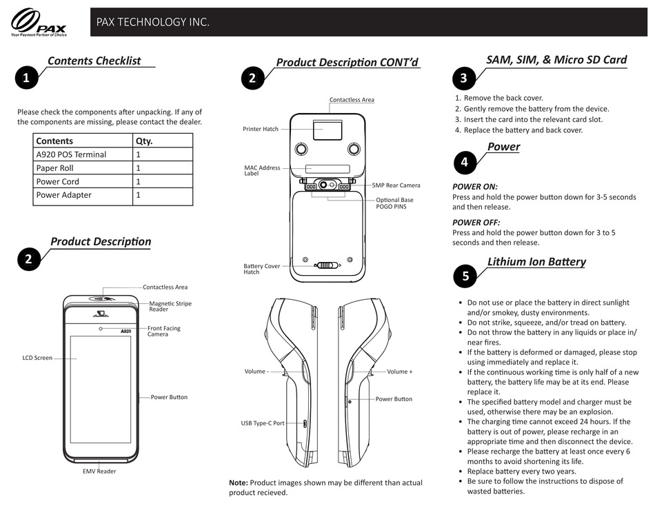 PAX TECHNOLOGY A980 QUICK START MANUAL Pdf Download ManualsLib