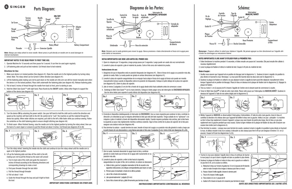 SINGER SEW QUICK 01663 MANUAL Pdf Download ManualsLib