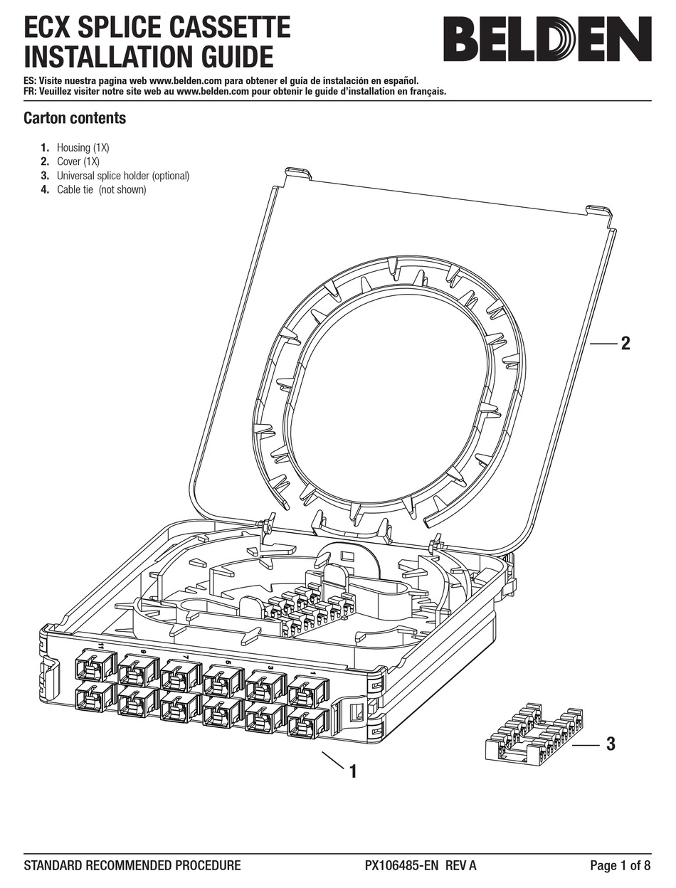 BELDEN FX ECX CASSETTE OM4 12P SPLICE INSTALLATION MANUAL Pdf Download |  ManualsLib