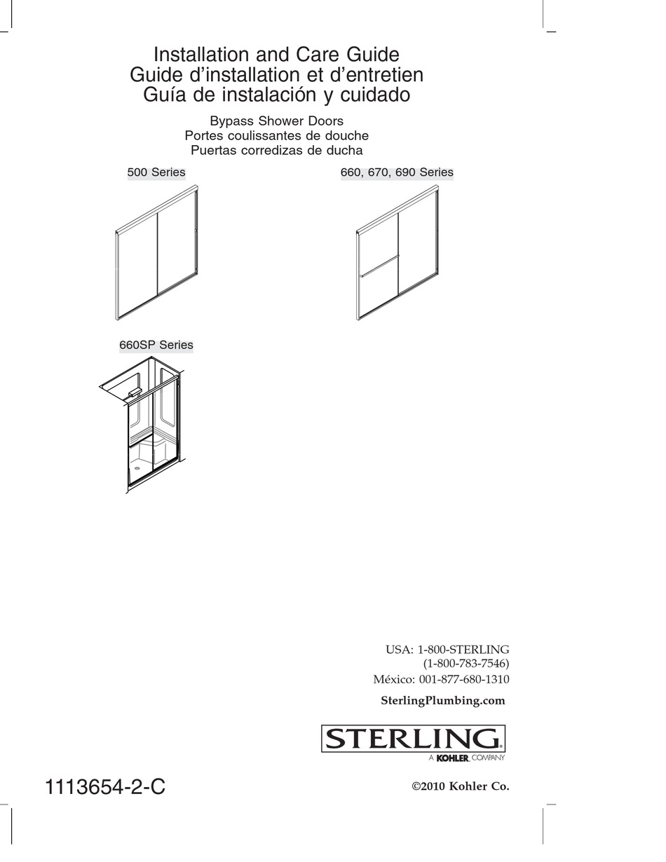 KOHLER STERLING 500 SERIES INSTALLATION AND CARE MANUAL Pdf Download