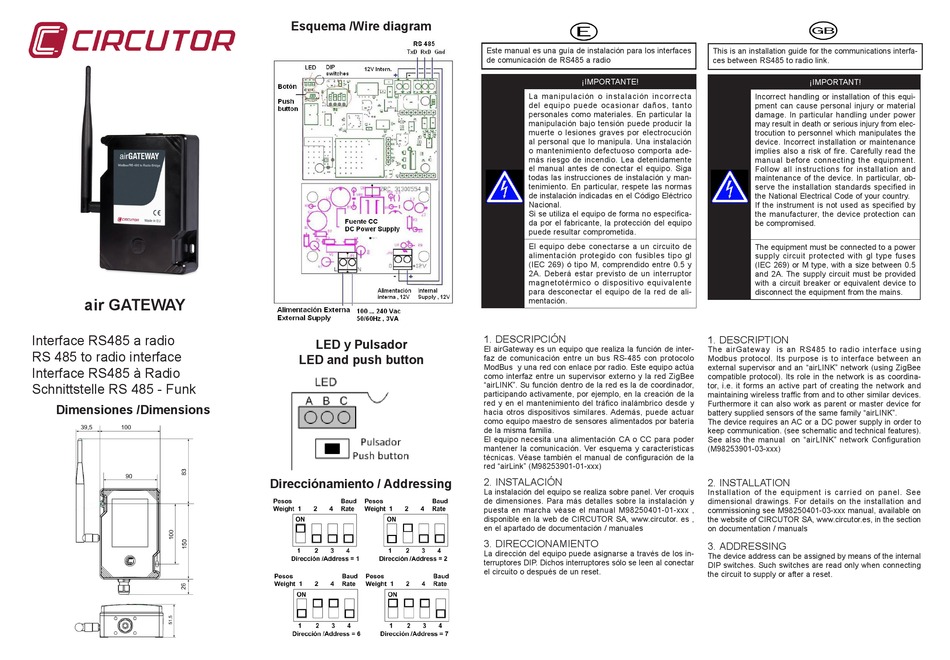 CIRCUTOR RS485 QUICK START MANUAL Pdf Download | ManualsLib