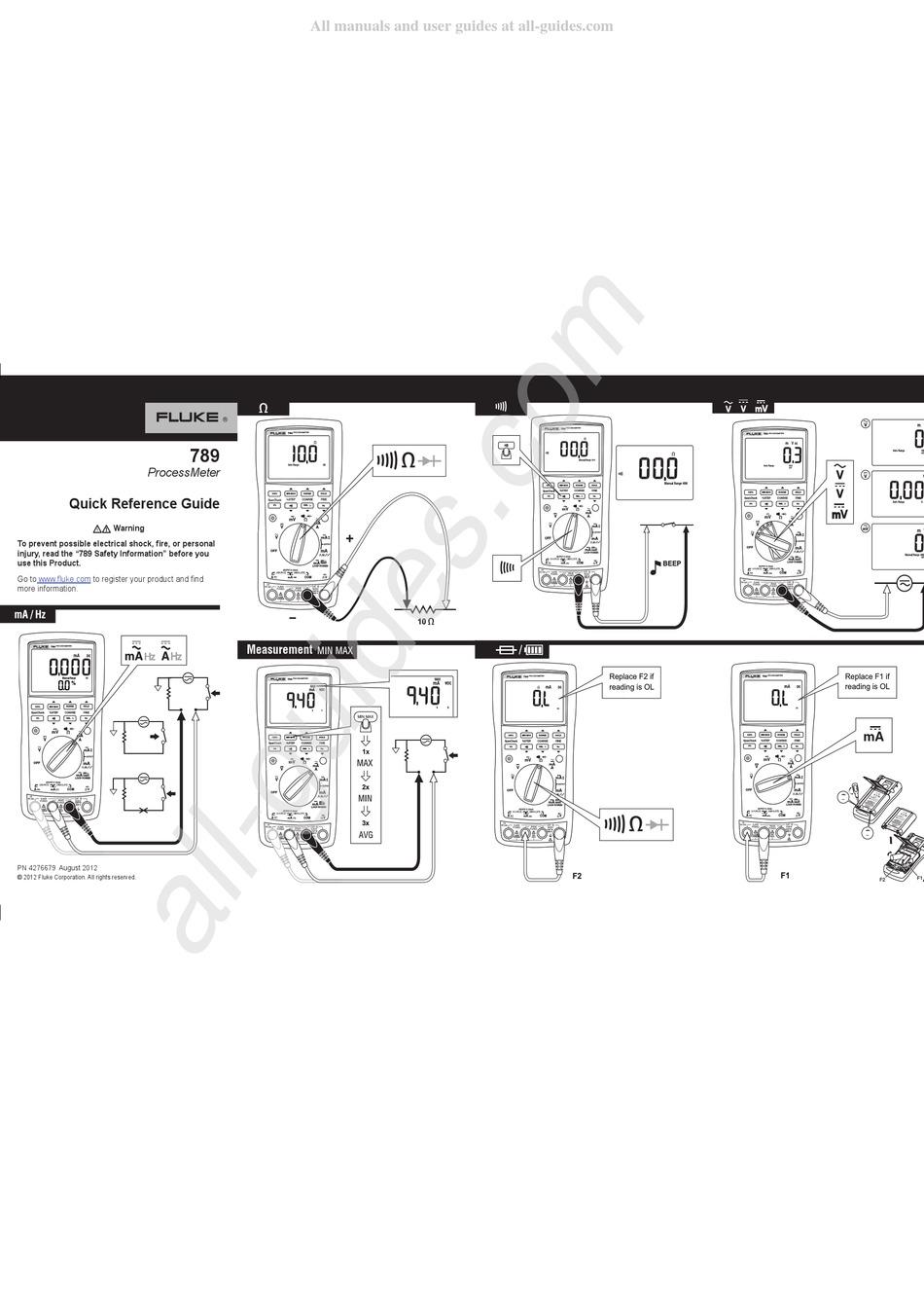 FLUKE 789 QUICK REFERENCE MANUAL Pdf Download ManualsLib
