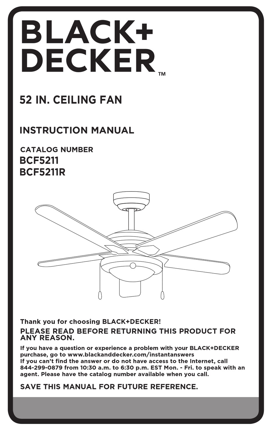 Operation Black Decker BCF5211 Instruction Manual Page 22