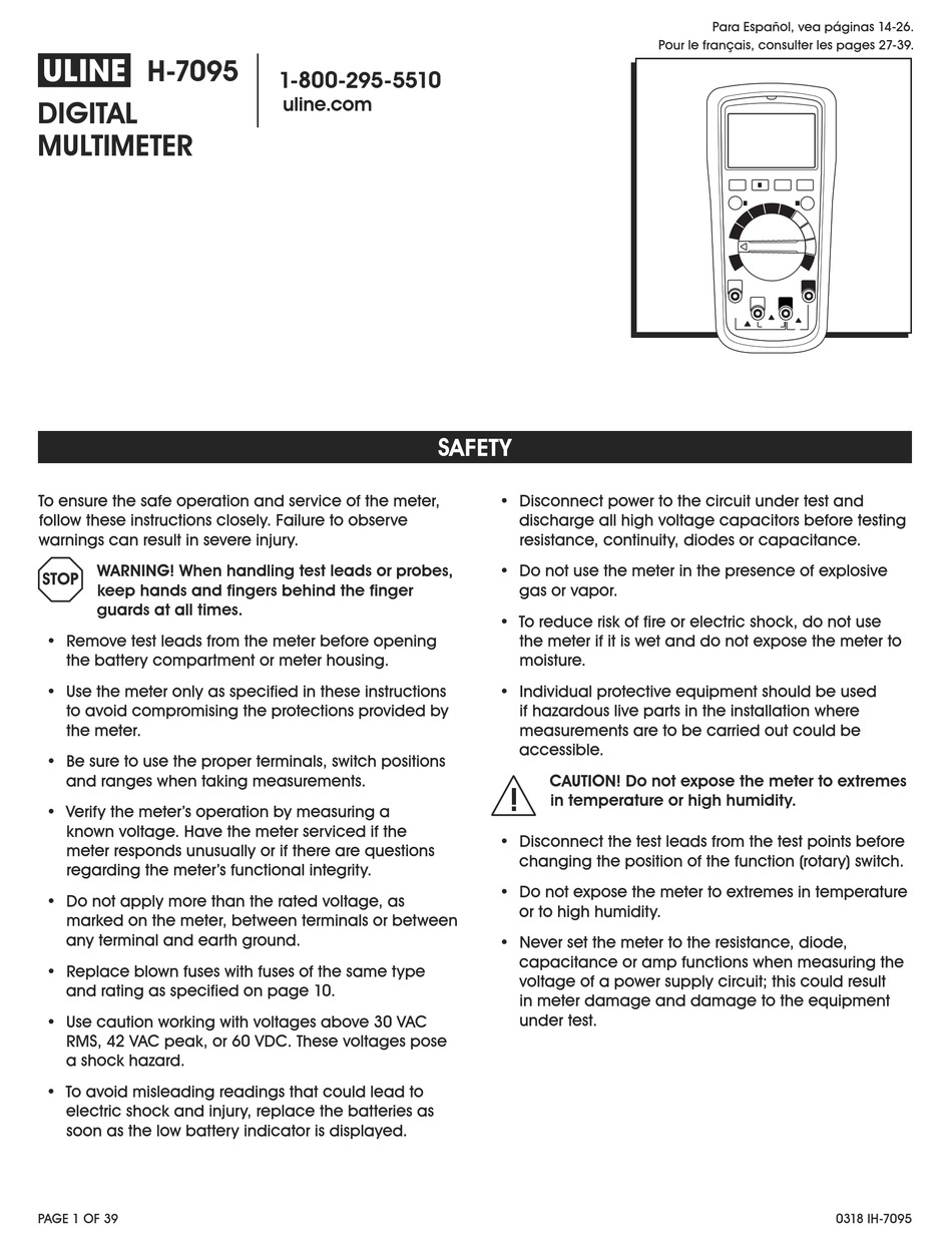 ULINE H7095 MANUAL Pdf Download ManualsLib