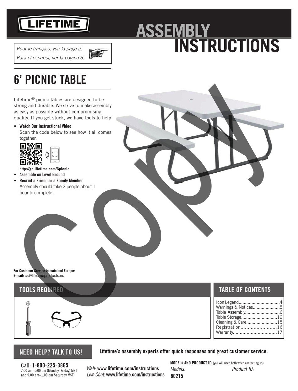 LIFETIME 80215 ASSEMBLY INSTRUCTIONS MANUAL Pdf Download ManualsLib