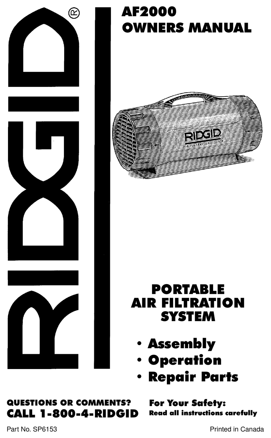 RIDGID AF2000 OWNER'S MANUAL Pdf Download ManualsLib