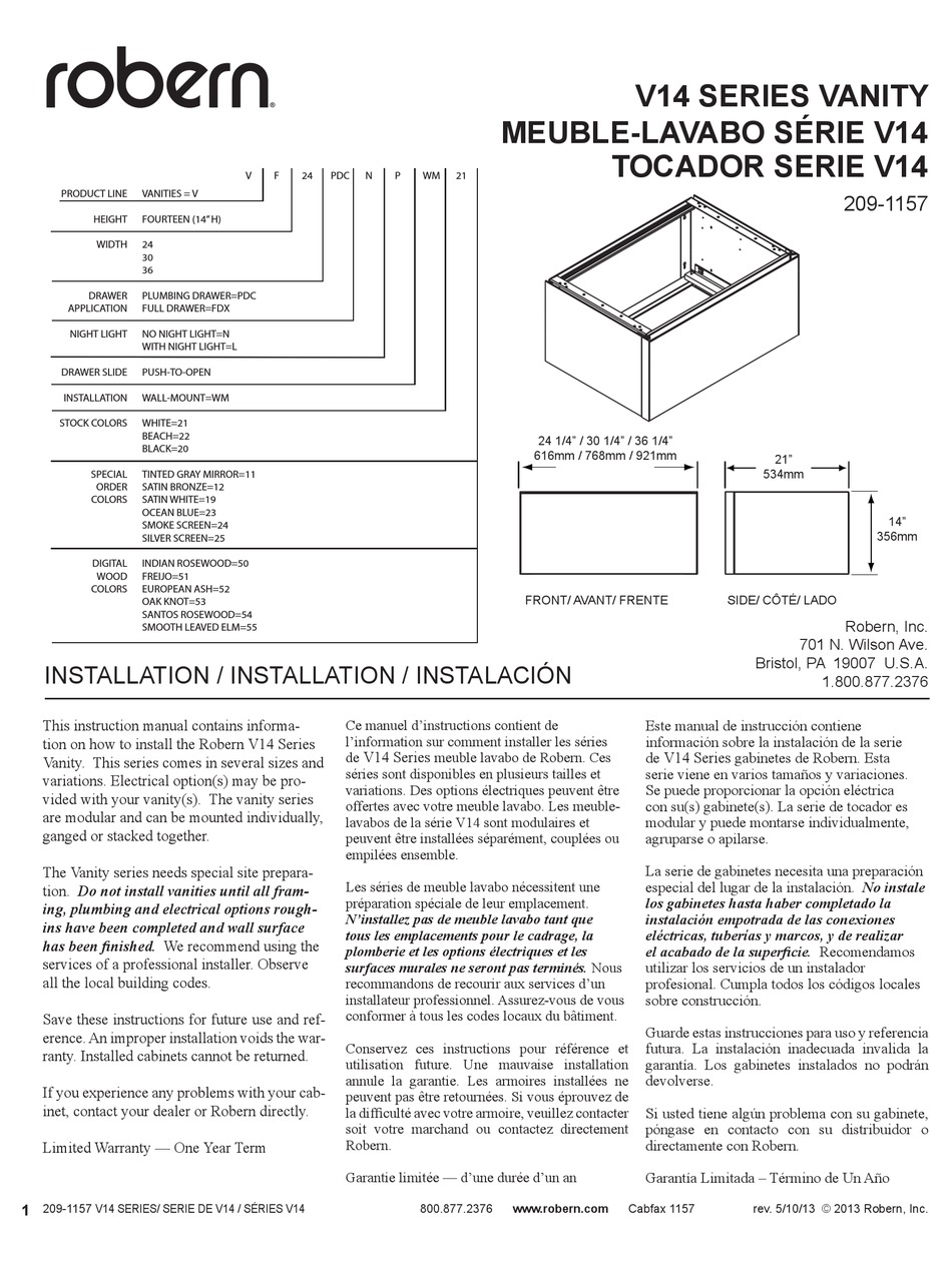 ROBERN V14 SERIES INSTRUCTION MANUAL Pdf Download ManualsLib