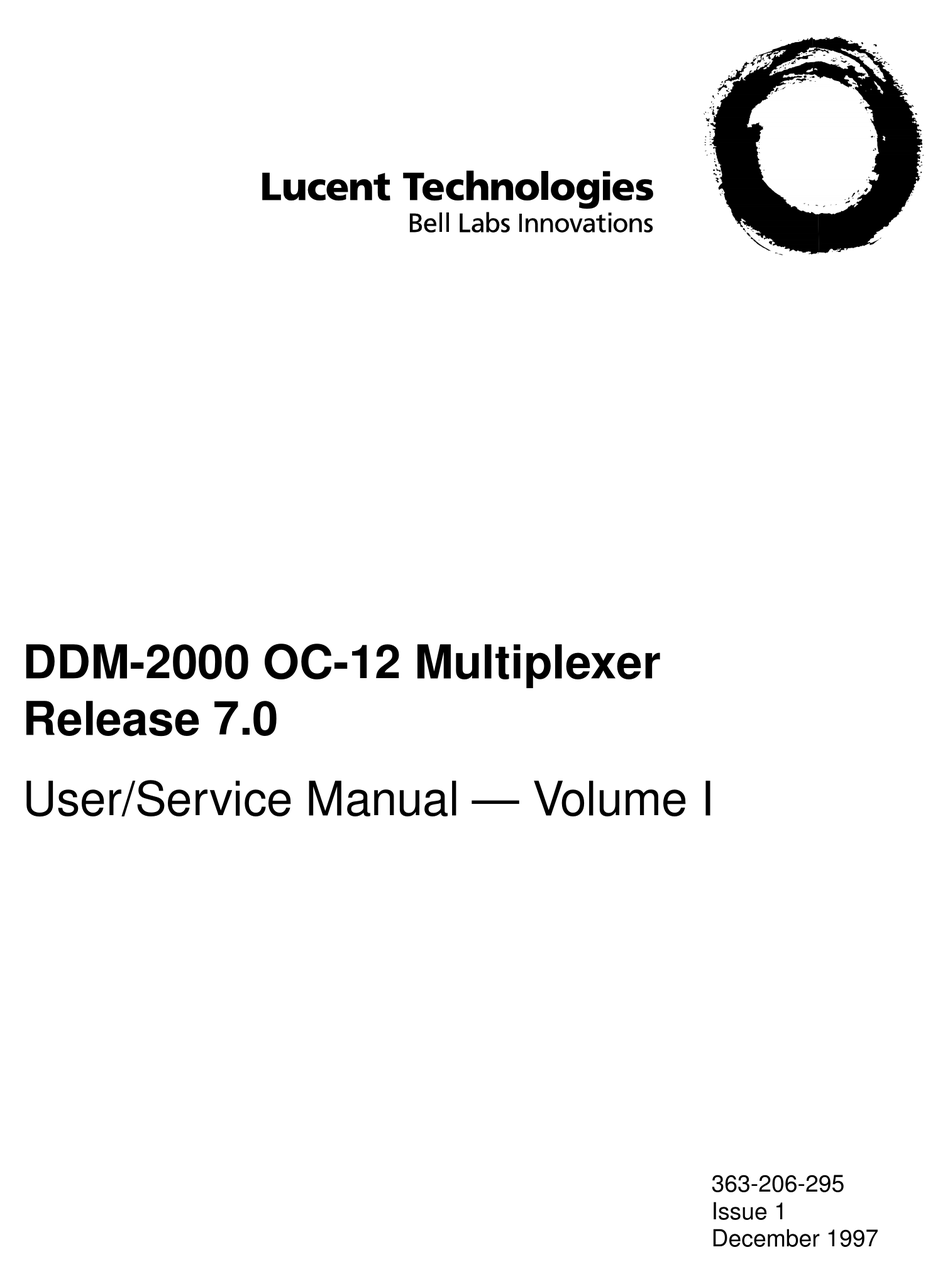 LUCENT TECHNOLOGIES DDM2000 OC12 USER & SERVICE MANUAL Pdf Download