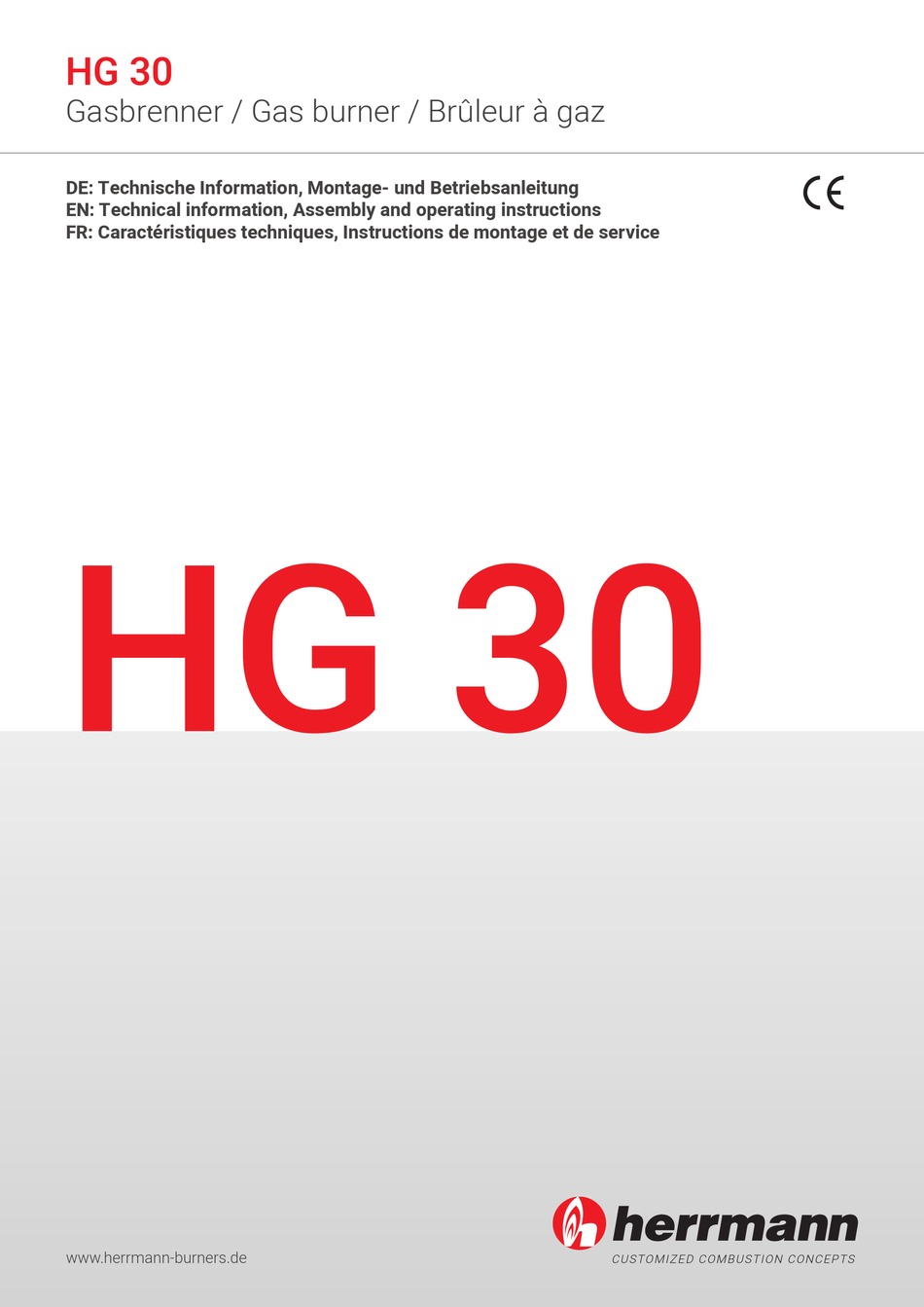 HERRMANN HG 30 TECHNICAL INFORMATION, ASSEMBLY AND OPERATING