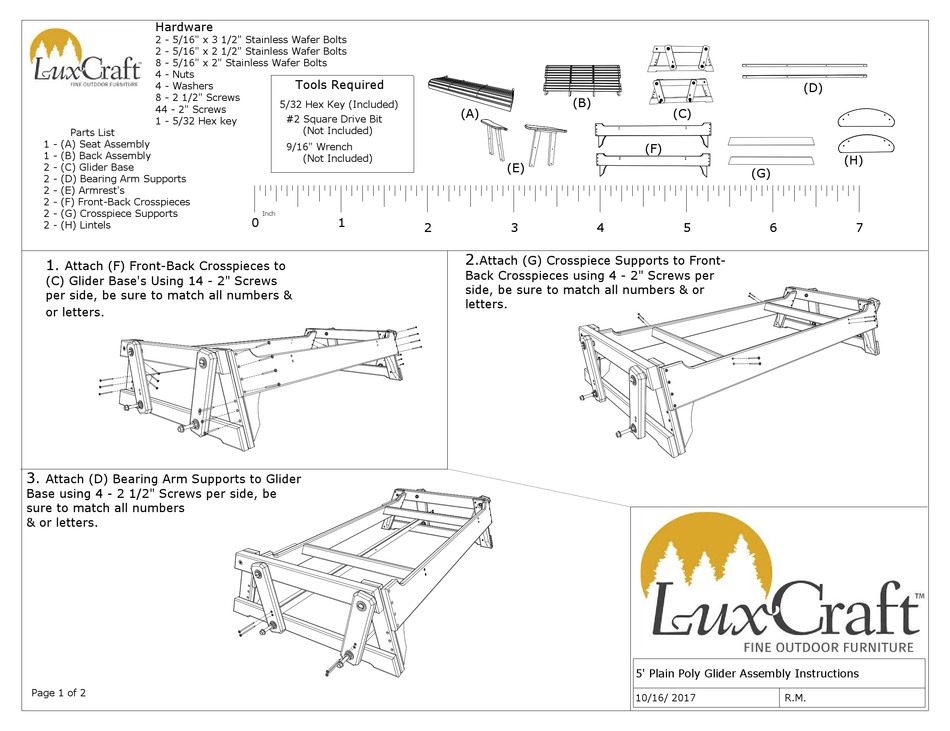 LUXCRAFT 5 PLAIN POLY GLIDER ASSEMBLY INSTRUCTION Pdf Download ManualsLib