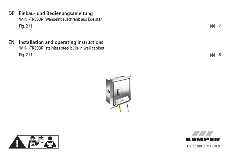 KEMPER MINITRESOR INSTALLATION AND OPERATING INSTRUCTIONS MANUAL Pdf