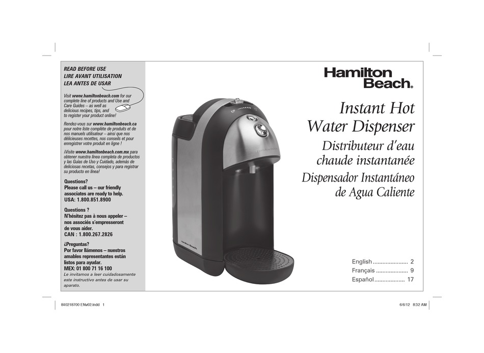 HAMILTON BEACH 42000 INSTRUCTION MANUAL Pdf Download ManualsLib
