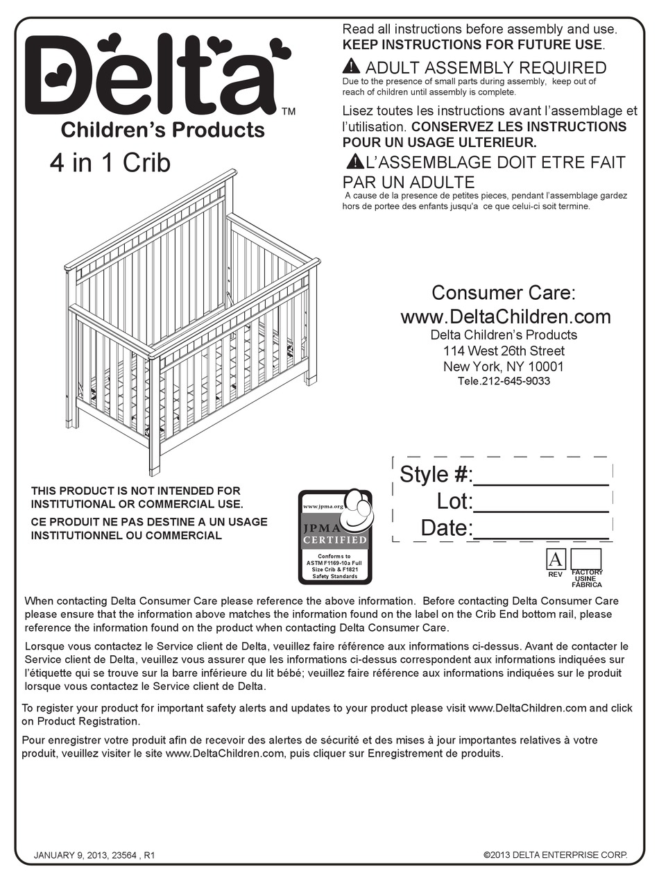 DELTA 4 IN 1 CRIB QUICK START MANUAL Pdf Download ManualsLib