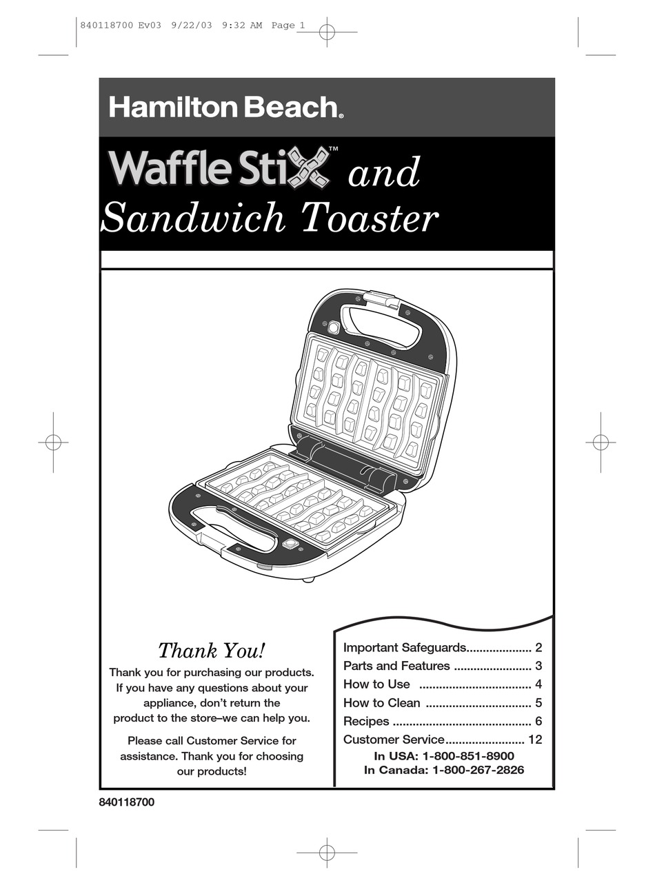 hamilton beach waffle stix