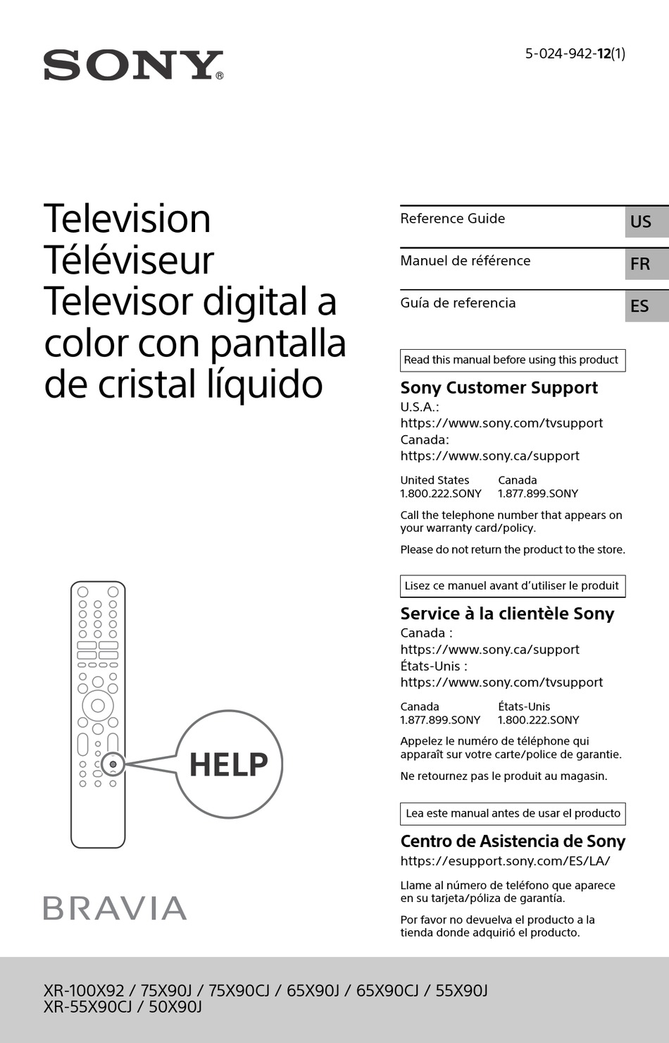 SONY BRAVIA XR100X92 REFERENCE MANUAL Pdf Download ManualsLib